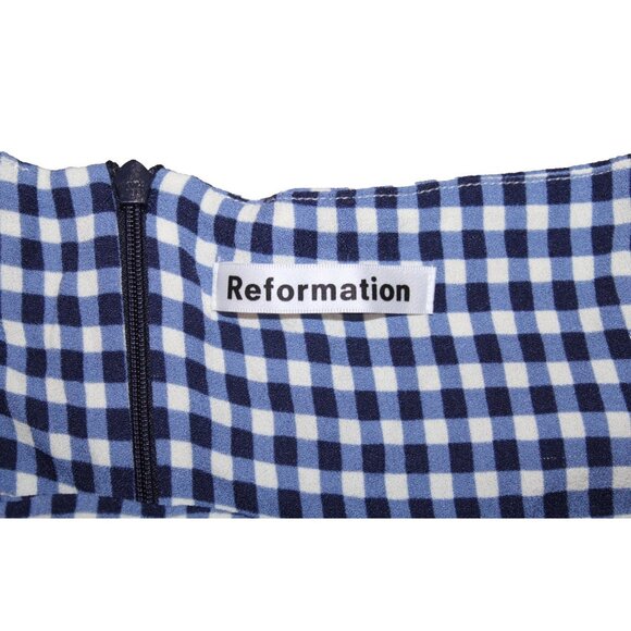 Reformation Halter Strap Dress Monaco Gingham Print Aero Tie Cut Out Size 4 - Picture 9 of 10